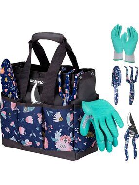 5PCS Garden Tool Set, Aluminum Heavy Duty with Garden Tool Bag
